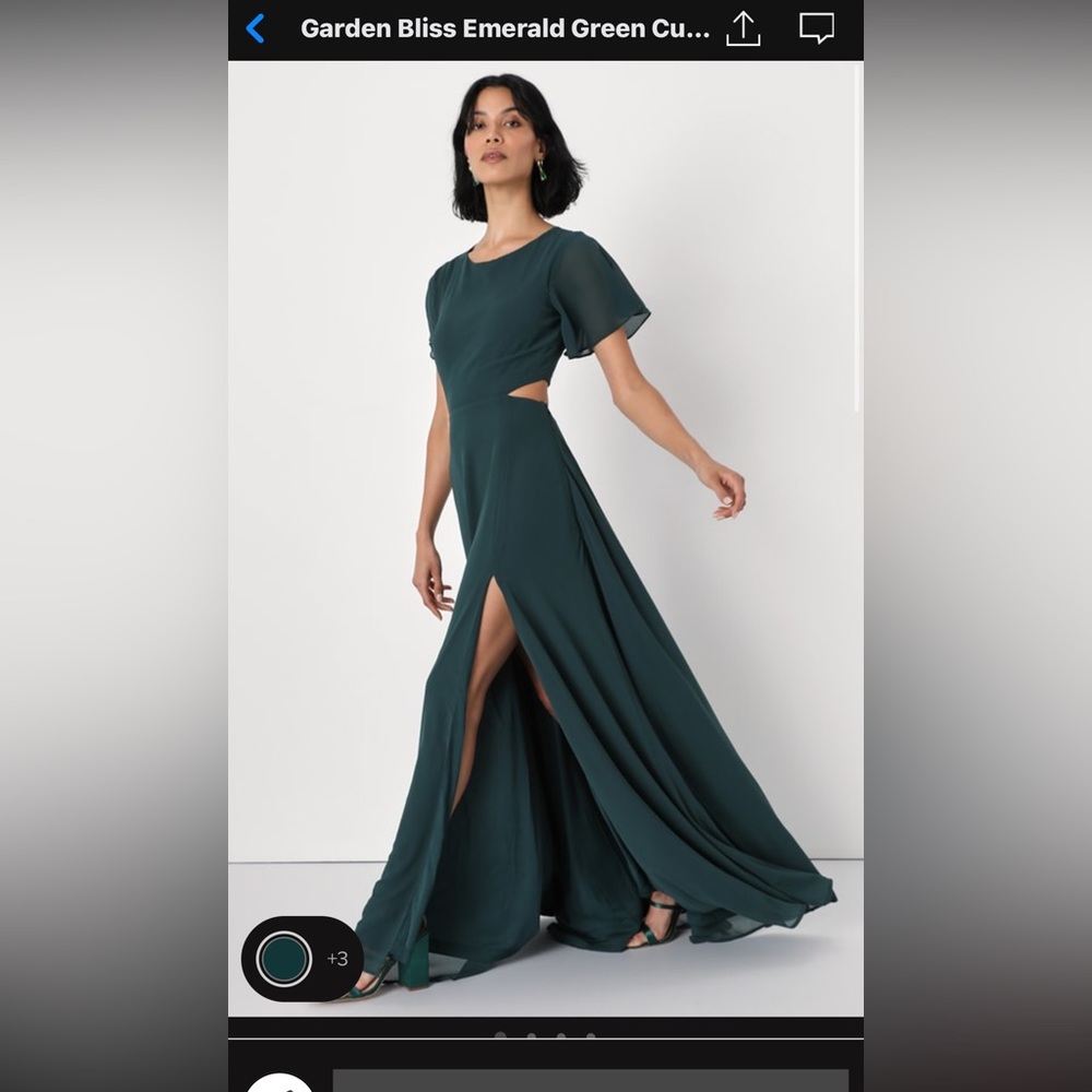 Lulus Emerald green cutout maxi dress